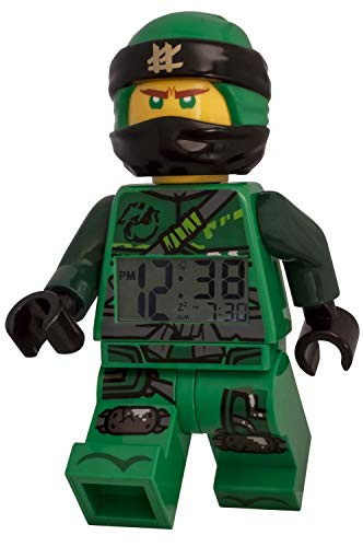 ClicTime Lego Ninjago Lloyd Minifigure (2018) Alarm Clock, 9.5", Green