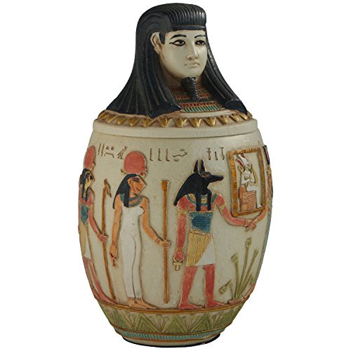 Culture Spot Ancient Egyptian Canopic Jars Made of Crushed Stone with Colorful Finish | 8.75 Inches