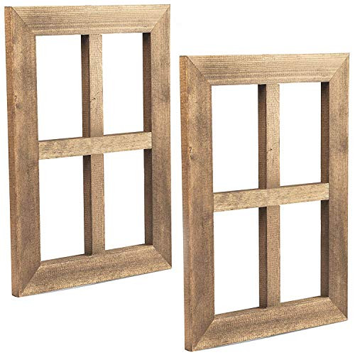 Ilyapa Window Frame Wall Decor 2 Pack - Rustic Wood Window Pane Country Farmhouse Decorations