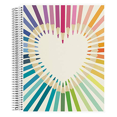 Erin Condren Coiled Notebook (Productivity Layout) - Rainbow Heart Designer Interchangeable Cover, Lined Paper with to Do List, Measures 8.5" x 11", Boost Productivity, Durable, Pretty, Cute