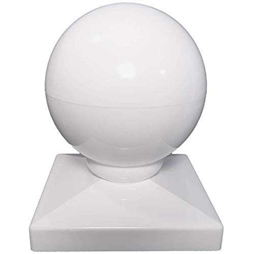 Jake Sales 4" Vinyl Post Cap Ball/Dome Style Post Caps - Vinyl Fence Post Caps for 4" x 4" Vinyl Fence Post - White PVC/Vinyl Fence Post Cap
