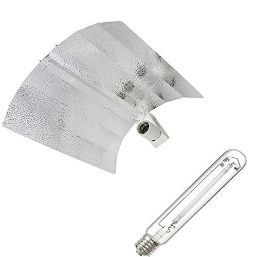 iPower 19 Inch Basic Gull Wing Reflector and 400W Pressure Sodium HPS Grow Light Bulb Combo Set for Indoor Gardening