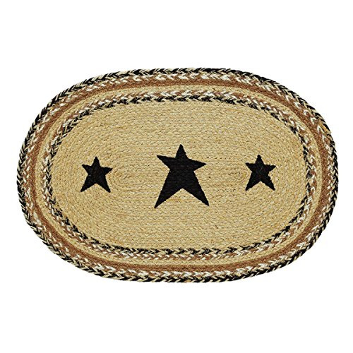 VHC Brands Primitive Tabletop Kitchen Prim Grove Star Jute Stenciled Oval Placemat Set of 6, One Size VHC Brands Primitive Tabletop Kitchen Prim Grove Star Jute Stenciled Oval Placemat Set of 6, One Size
