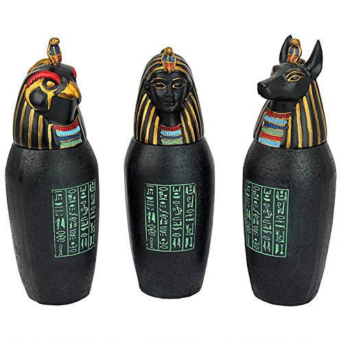 Design Toscano The Three Egyptian Canopic Jars of The Pharaoh's Tomb, 7.5 inch, Full Color