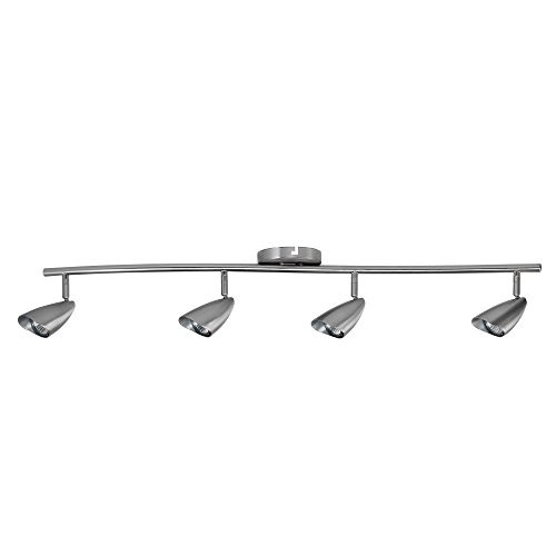 Globe Electric 59066 Grayson 4-Light S-Shape Track Lighting, Brushed Steel, Bulbs Included