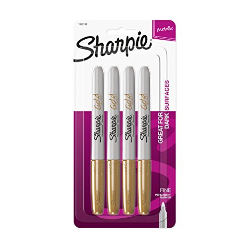 Sharpie Metallic Fine Point Permanent Marker, Gold, 4 Count