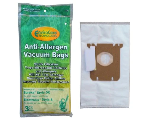 EnviroCare Replacement Anti-Allergen Vacuum bags for Electrolux Harmony/Oxygen Style S and Eureka Canisters Style S Canisters 3 pack
