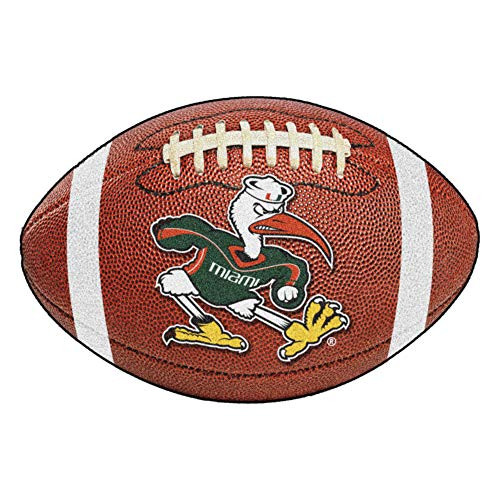 FANMATS NCAA University of Miami Hurricanes Nylon Face Football Rug