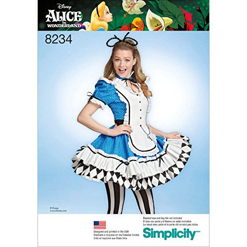 Simplicity Pattern 8234 R5 Misses' Alice in Wonderland Cosplay Costume, Size 14-16-18-20-22