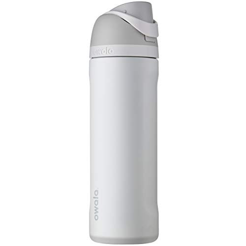 Owala FreeSip Insulated Stainless-Steel Water Bottle with Locking Push-Button Lid, 24-Ounce, Shy Marshmallow