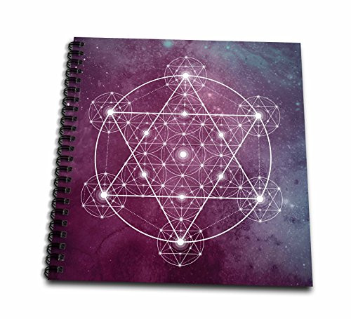 3dRose db_254901_1 Sacred Star Geometry on a Purple and Blue Teal Background Drawing Book, 8" x 8"