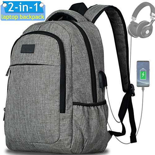 Travel Laptop Backpack,Slim Business Backpack with USB Charging Port Water Resistant College School Computer Bag for Women & Men Fits 15.6 Inch Laptop and Notebook - Grey Travel Laptop Backpack,Slim Business Backpack with USB Charging Port Water Resistant College School Computer Bag for Women & Men Fits 15.6 Inch Laptop and Notebook - Grey