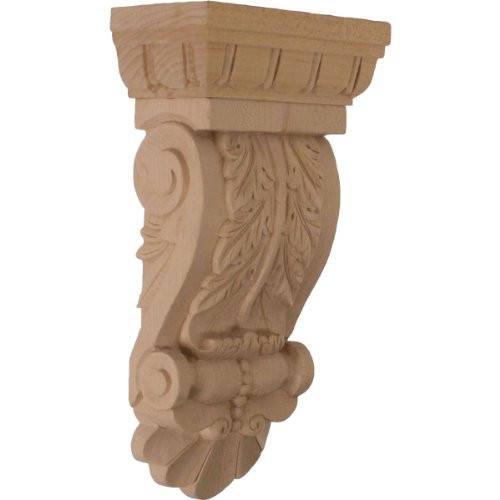 Ekena Millwork COR05X02X09ACAL 5 3/4-Inch W x 2 3/4-Inch D x 9 3/4-Inch H Thin Flowing Acanthus Corbel, Alder
