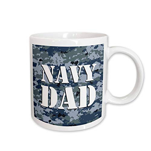 3dRose Navy Dad Blue Camouflage Ceramic Mug, 15-Ounce