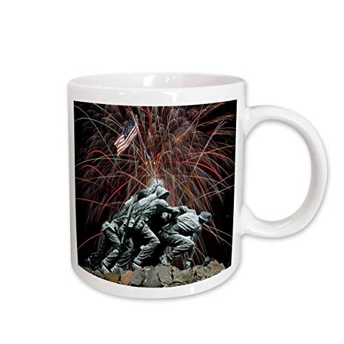 3dRose Marine Corp Memorial with Fireworks Ceramic Mug, 11-Ounce