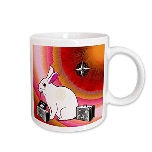 3dRose Travel Bunny Ceramic Mug, 11-Ounce