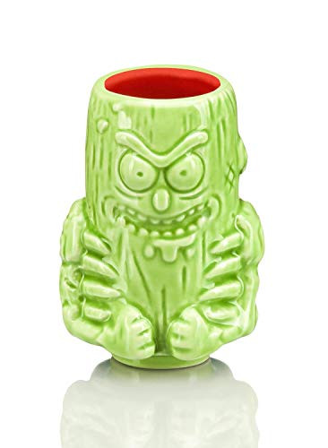 Geeki Tikis Rick & Morty Pickle Rick Ceramic Mini Muglet | Official Rick & Morty Collectible Tiki Style Shot Glass | Holds 2 Ounces