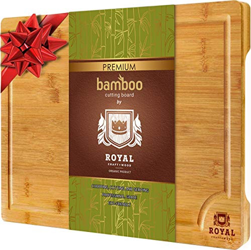 XXL Bamboo Cutting Board for Kitchen with Juice Groove - Best Wooden Chopping Board for Meat, Vegetables, Fruit and Cheese | Charcuterie Serving Tray, 20x14 inches