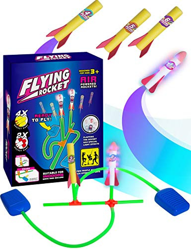 TeganPlay Toy Rocket Launchers for Kids to Stomp on Dueling Rockets Blast Pad Missile Launcher with 6 Rockets, 2 with Glow Flashing Lights Outdoor Toys Gift for Boys and Girls Ages 6 Years and Up
