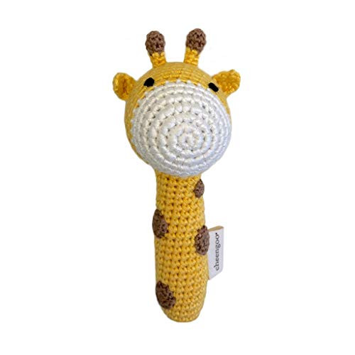 Cheengoo Organic Crocheted Stick Rattle - Giraffe Cheengoo Organic Crocheted Stick Rattle - Giraffe