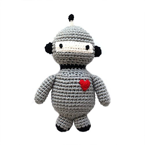 Cheengoo Sustainable Organic Bamboo Hand Crocheted Rattle - Robot