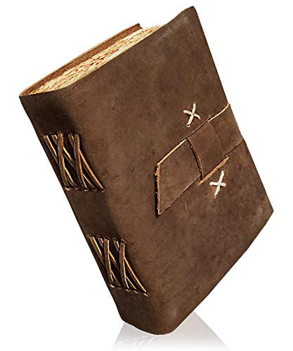 Leather Bound Journal - Handmade Antique Deckle Edge Paper - Leather Sketchbook - Book of Shadows Journal - Thick Journal - Vintage Journal for Men and Women Handcrafted Journal Travel Diary