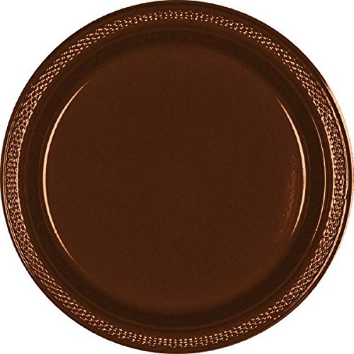 Amscan 43030.110999999997 Chocolate Brown Round Plastic Plates, 7", Party Supply, (Pack of 10) 43030.111