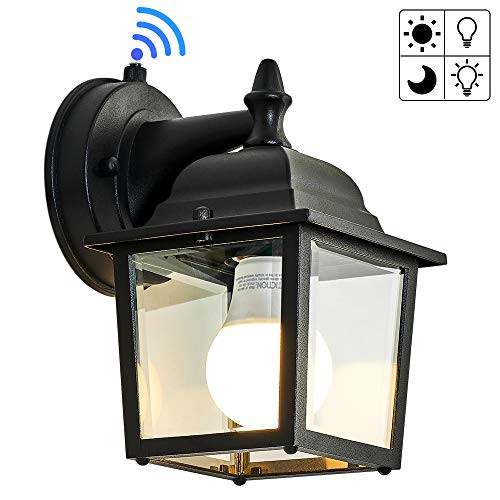 LPINYE Dusk to Dawn Sensor Outdoor Wall Lanterns Exterior Wall Sconce Porch Light Fixture Anti-Rust Waterproof Matte Black Wall Mount Lamp with Clear Glass Shade for Entryway Garage Patio