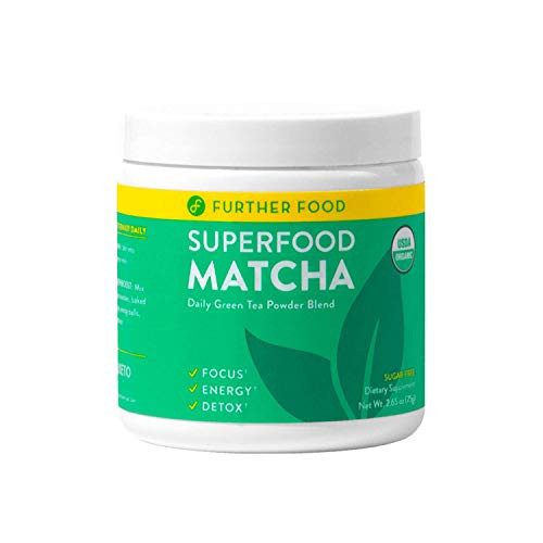 Further Food Superfood Matcha: USDA Organic Matcha & Superfoods Blend for Energy & Detox | Plant-based, Sugar-Free, Non-GMO (30 servings)