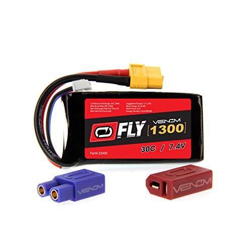 Venom Fly 30C 2S 1300mAh 7.4V LiPo Battery with UNI 2.0 Plug (XT60/Deans/EC3) - Compare to E-flite EFLB12502S