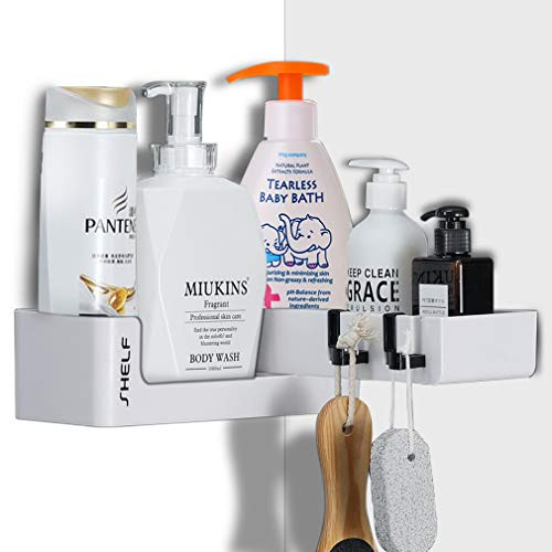 Corner Shower Caddy, YANHU Suction Cup NO-Drilling Removable Shower Shelf Adhesive Caddy Organizer Wall Mounted Organizer Basket Waterproof & Oilproof Shower Corner Rack for Bathroom & Kitchen - White Corner Shower Caddy, YANHU Suction Cup NO-Drilling Removable Shower Shelf Adhesive Caddy Organizer Wall Mounted Organizer Basket Waterproof & Oilproof Shower Corner Rack for Bathroom & Kitchen - White
