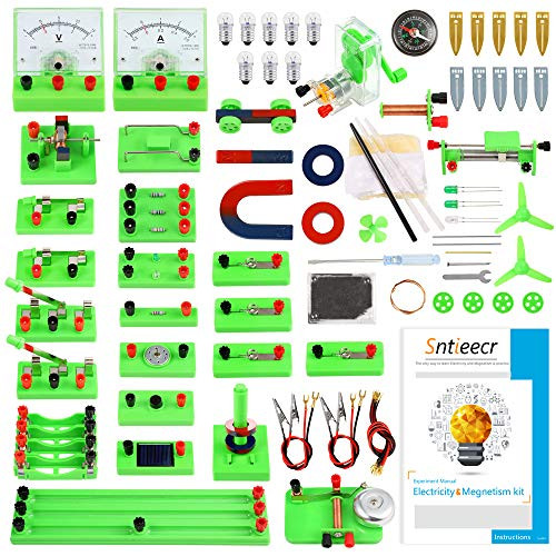 Sntieecr STEM Physics Electric Circuit Learning Starter Kit, Science Lab Basic Electricity Magnetism Experiment Education Kits for Kids Junior Senior High School Students Electromagnetism Exploration