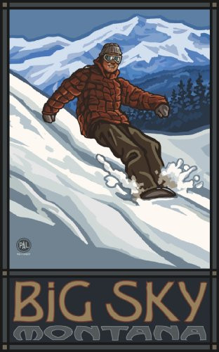 Northwest Art Mall Big Sky Montqna Snowboarder Edge Artwork by Paul A Lanquist, 11-Inch by 17-Inch
