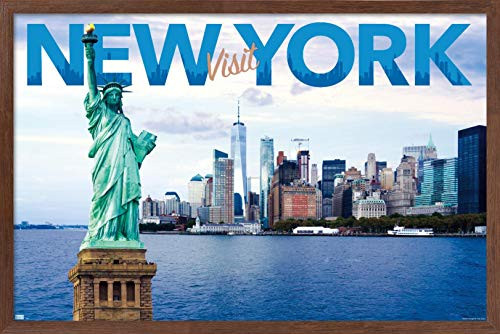 Trends International Welcome to NYC Wall Poster, 22.375" x 34", Mahogany Framed Version