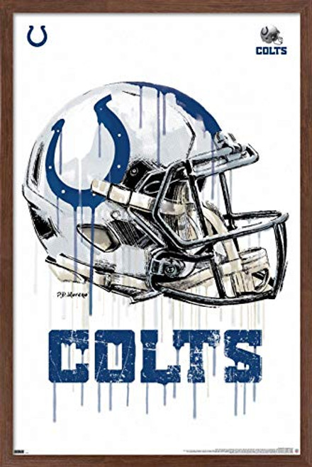 Trends International NFL Indianapolis Colts - Drip Helmet 20 Wall Poster, 22.375" x 34", Mahogany Framed Version Trends International NFL Indianapolis Colts - Drip Helmet 20 Wall Poster, 22.375" x 34", Mahogany Framed Version