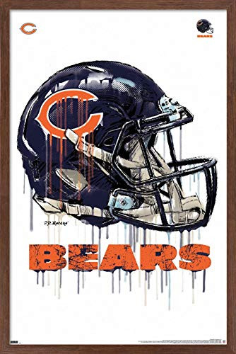 Trends International NFL Chicago Bears - Drip Helmet 20 Wall Poster, 22.375" x 34", Mahogany Framed Version