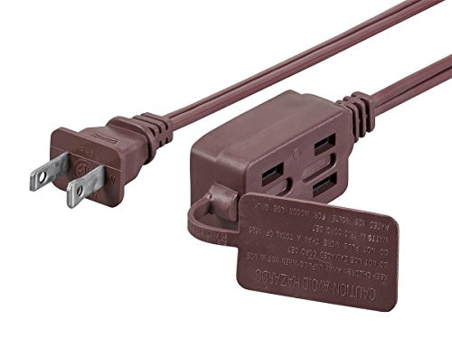 Monoprice 113821 6' 16/2 SPT-2 Brown 3-Outlet Household Extension Cord