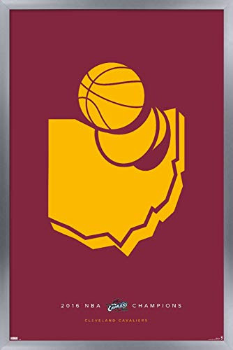 Trends International Wall Poster NBA Cleveland Cavaliers - Minimalist Champions 2016, 22.375" x 34", Silver Framed Version