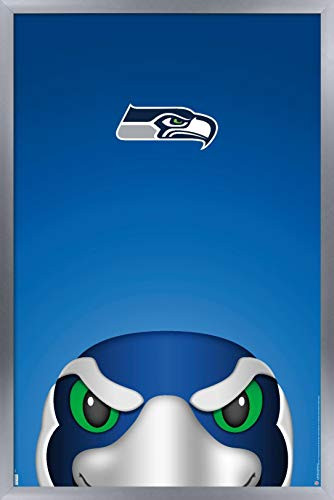 Trends International Wall Poster NFL Seattle Seahawks - S. Preston Mascot Blitz 20, 22.375" x 34", Silver Framed Version