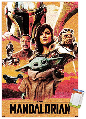 Trends International Poster Mount Star Wars: The Mandalorian - Group Collage, 22.375" x 34", Poster & Mount Bundle