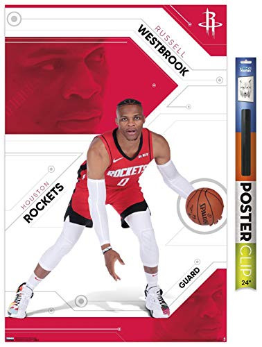 Trends International Poster Clip NBA Houston Rockets - Russell Westbrook, 22.375" x 34", Poster & Clip Bundle