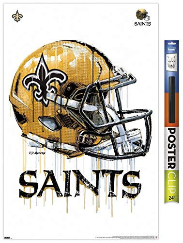 Trends International NFL New Orleans Saints - Drip Helmet 20 Wall Poster, 22.375" x 34", Poster & Clip Bundle