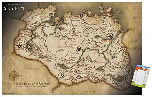 Trends International Poster Mount Elder Scrolls V: Skyrim-Map, 22.375" x 34", Premium Poster & Mount Bundle