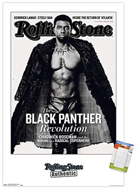Trends International Poster Mount Rolling Stone Magazine - Chadwick Boseman 18, 22.375" x 34", Premium Poster & Mount Bundle