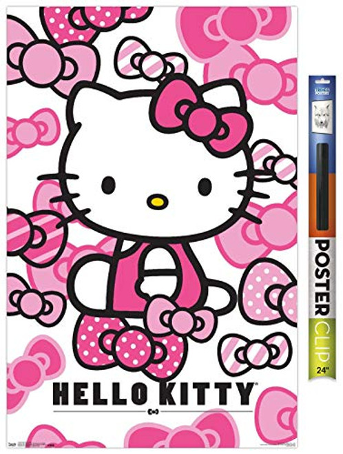 Trends International Poster Clip Hello Kitty - Bows, 22.375" x 34", Premium Poster & Clip Bundle