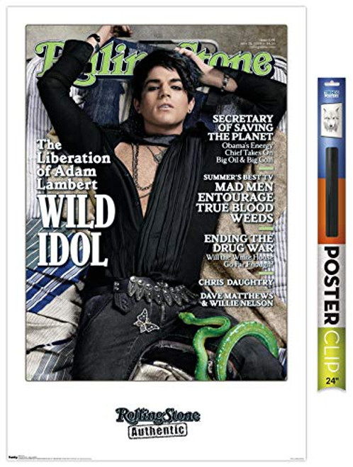 Trends International Poster Clip Rolling Stone Magazine - Adam Lambert, 22.375" x 34", Premium Poster & Clip Bundle Trends International Poster Clip Rolling Stone Magazine - Adam Lambert, 22.375" x 34", Premium Poster & Clip Bundle