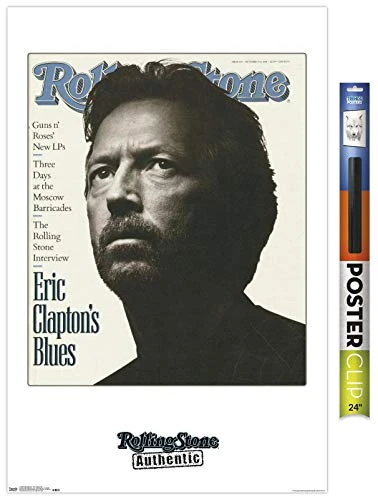 Trends International Poster Clip Rolling Stone Magazine - Eric Clapton 91, 22.375" x 34", Premium Poster & Clip Bundle