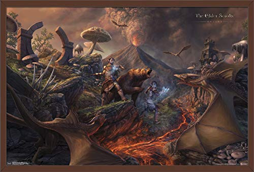 Trends International Elder Scrolls: Online-Battle, 22.375" x 34", Mahogany Framed Version