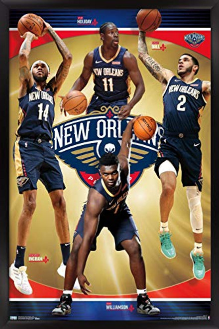 Trends International NBA New Orleans Pelicans - Team, 24.25" X 35.75", Black Framed Version