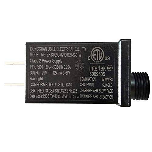 29V or 31V 9W Led Class 2 Power Supply US Plug Adapter Waterproof IP44 Low Voltage Steady on Mode & Flashing Mode LED Driver Transformer Replacement Part for LED Light(29V/31V,9W)